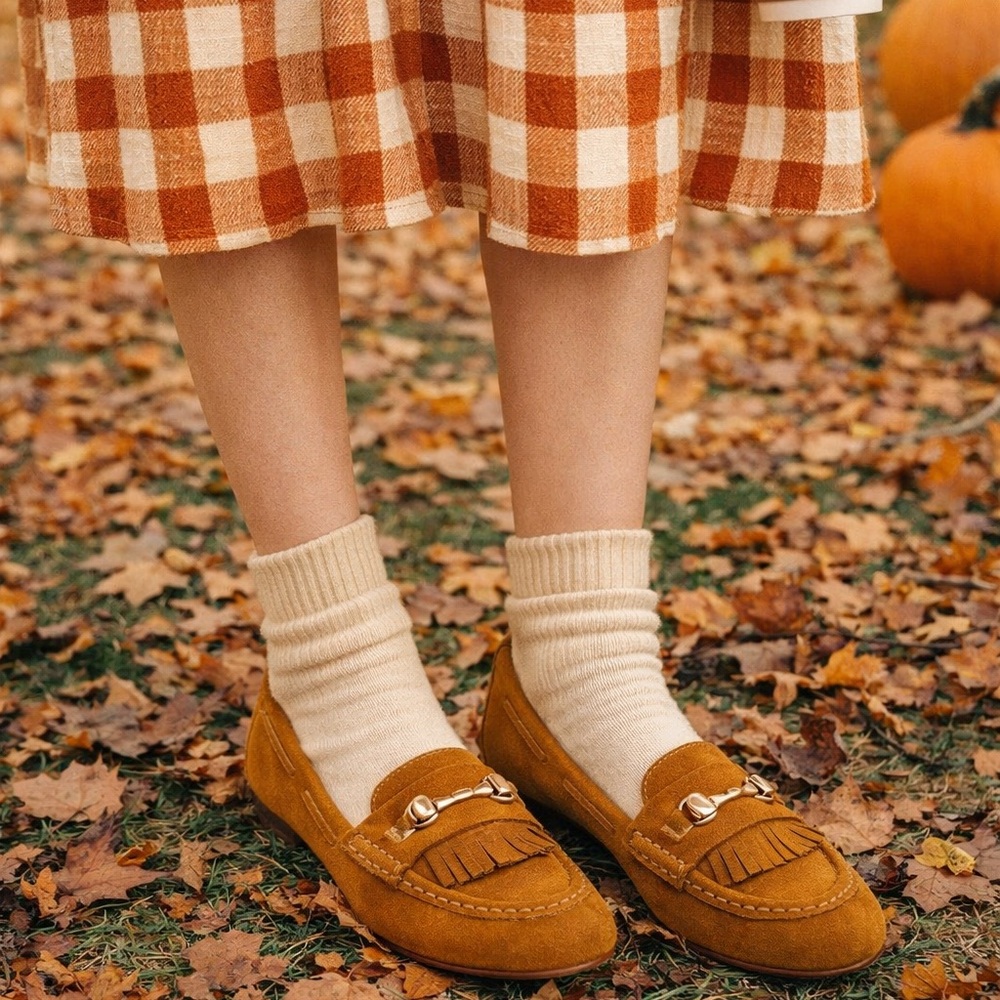 Sole Society Ellison Chestnut Cow Suede loafer